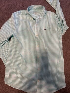 Vineyard Vines Mint & White Gingham Button-Down Shirt